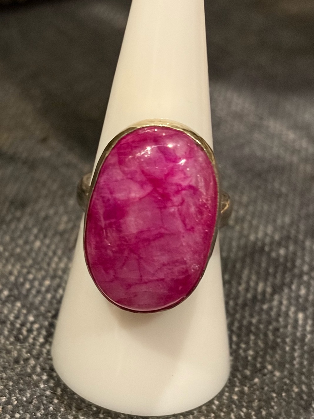 Sterling Silver Pink Rainbow Moonstone Statement Ring